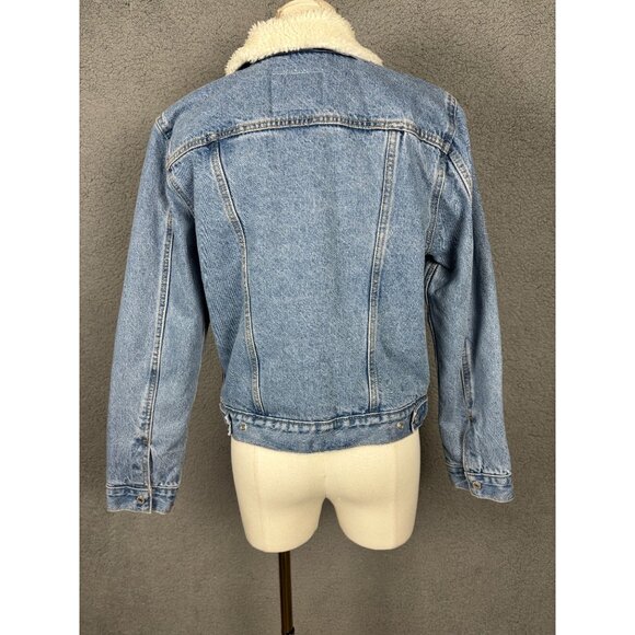 Levis Women's Original Trucker Jacket Denim Sherpa Lining Shine Theory Small NWT - Picture 3 of 8